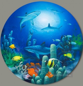shark Lords of the Sea under sea Oil Paintings